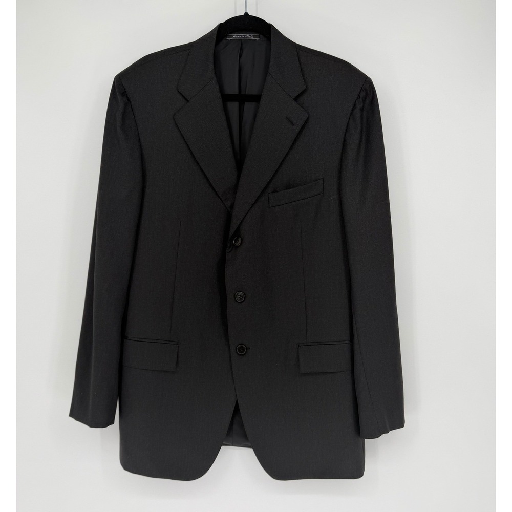 Faconnable Mens Charcoal Grey 100% Virgin Wool 3-Button Blazer Tailored in Italy
